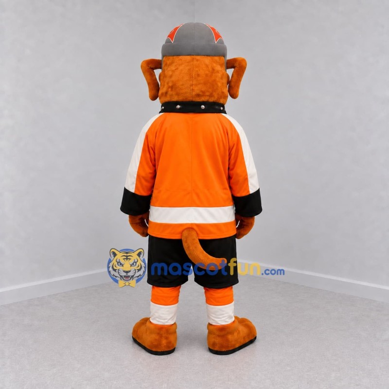 Custom Orange and Black Hockey Dog Mascot Costume Adult Full Body Suit for Sports Events Custom Orange and Black Hockey Dog Mascot Costume Adult Full Body Suit for Sports Events