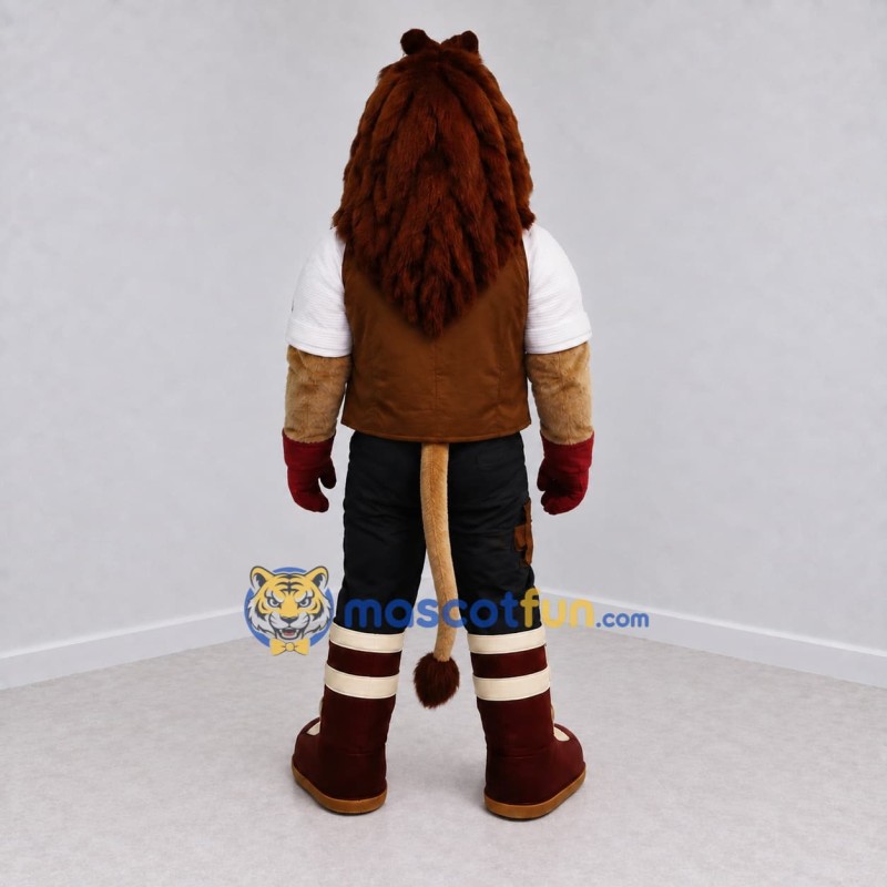 Custom Brown and White Adventurer Lion Mascot Costume Adult Full Body Suit for Themed Events Custom Brown and White Adventurer Lion Mascot Costume Adult Full Body Suit for Themed Events
