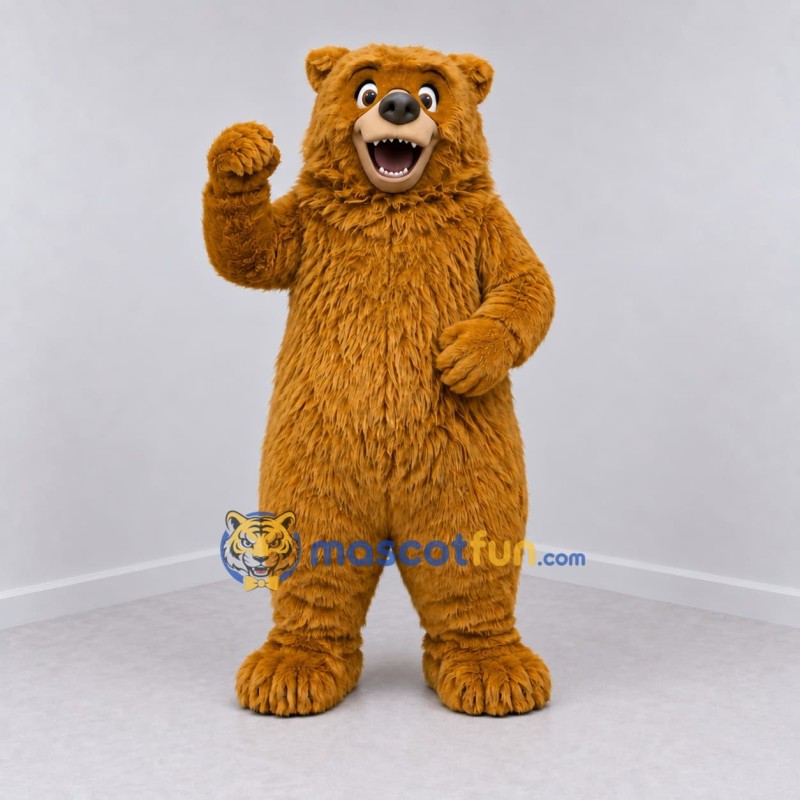 Custom Golden Brown Bear Mascot Costume Adult Full Body Suit for Wildlife Events Custom Golden Brown Bear Mascot Costume Adult Full Body Suit for Wildlife Events