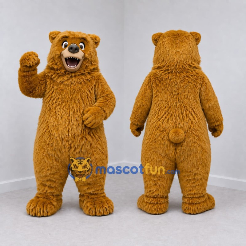 Custom Golden Brown Bear Mascot Costume Adult Full Body Suit for Wildlife Events Custom Golden Brown Bear Mascot Costume Adult Full Body Suit for Wildlife Events