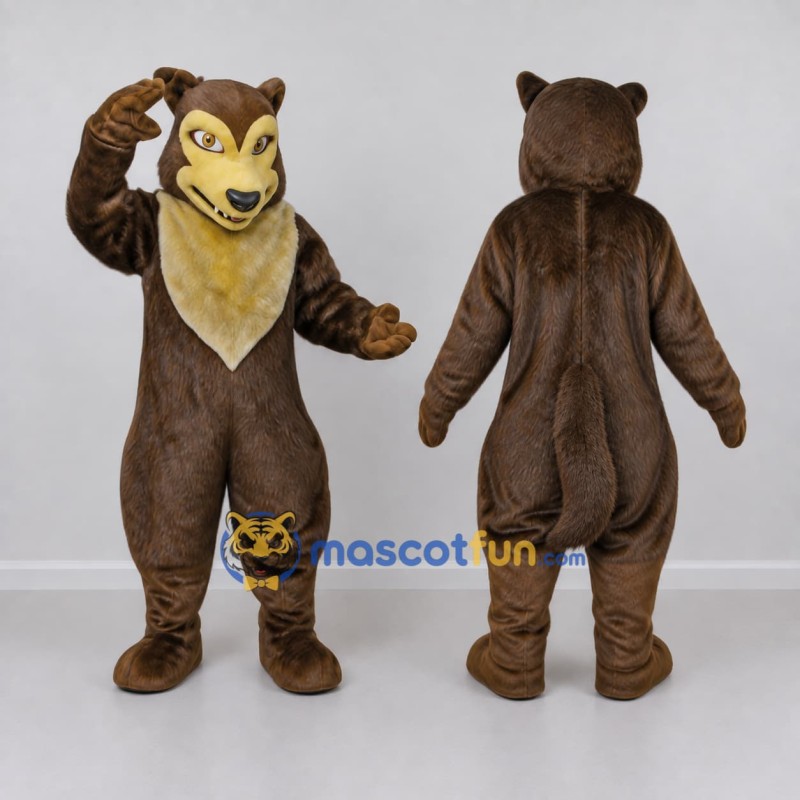 Custom Brown and Tan Wolf Mascot Costume Adult Full Body Suit for Sports Events Custom Brown and Tan Wolf Mascot Costume Adult Full Body Suit for Sports Events