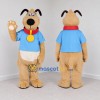 Custom Tan and Blue Dog Mascot Costume Adult Full Body Suit for School Events Custom Tan and Blue Dog Mascot Costume Adult Full Body Suit for School Events