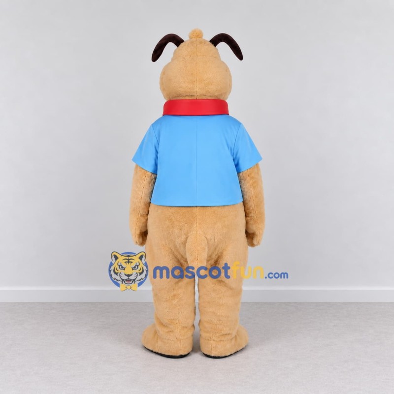 Custom Tan and Blue Dog Mascot Costume Adult Full Body Suit for School Events Custom Tan and Blue Dog Mascot Costume Adult Full Body Suit for School Events