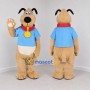 Custom Tan and Blue Dog Mascot Costume Adult Full Body Suit for School Events