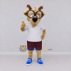 Custom Tan White and Burgundy Goat Mascot Costume Adult Full Body Suit for School Events