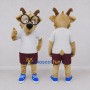 Custom Tan White and Burgundy Goat Mascot Costume Adult Full Body Suit for School Events