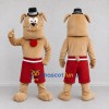 Custom Tan Red and Black Top Hat Bulldog Mascot Costume Adult Full Body Suit for Themed Events Custom Tan Red and Black Top Hat Bulldog Mascot Costume Adult Full Body Suit for Themed Events