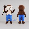 Custom Brown White and Blue Monkey Mascot Costume Adult Full Body Suit for Children's Events