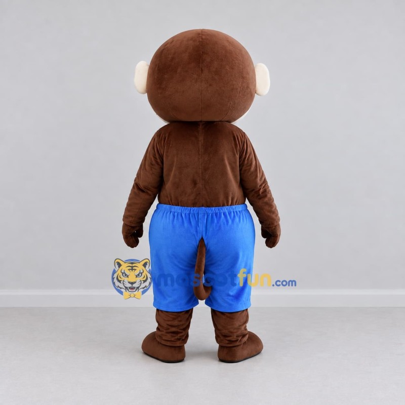 Custom Brown White and Blue Monkey Mascot Costume Adult Full Body Suit for Children's Events