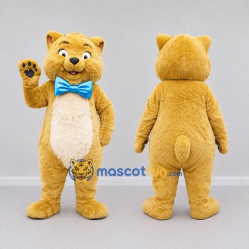 Custom Yellow and Cream Cat Mascot Costume Adult Full Body Suit for Children's Events