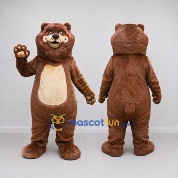 Custom Brown and Cream Bear Mascot Costume Adult Full Body Suit for School Events