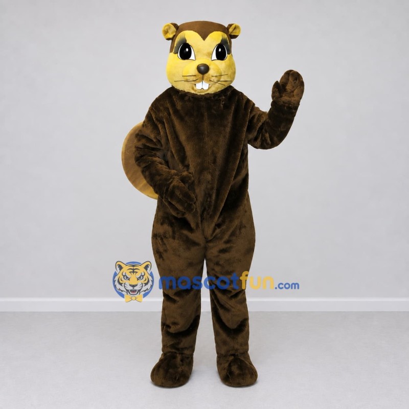 Custom Dark Brown and Tan Beaver Mascot Costume Adult Full Body Suit for Nature Events