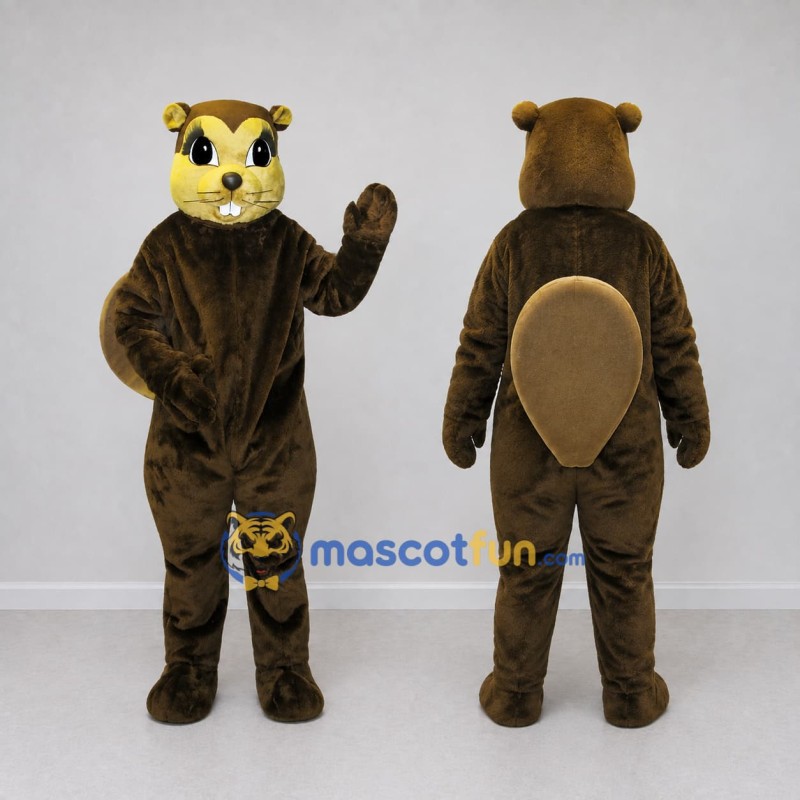 Custom Dark Brown and Tan Beaver Mascot Costume Adult Full Body Suit for Nature Events