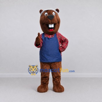 Custom Brown Red and Blue Beaver Mascot Costume Adult Full Body Suit for Community Events