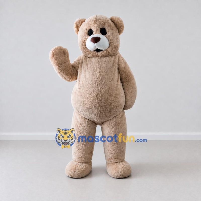 Custom Beige and White Teddy Bear Mascot Costume Adult Full Body Suit for Children's Events Custom Beige and White Teddy Bear Mascot Costume Adult Full Body Suit for Children's Events