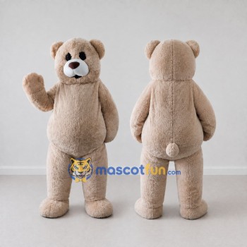 Custom Beige and White Teddy Bear Mascot Costume Adult Full Body Suit for Children's Events