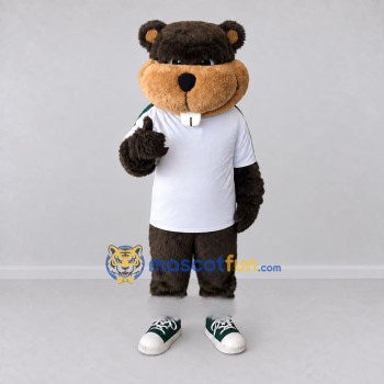 Custom Dark Brown and White Beaver Mascot Costume Adult Full Body Suit for School Events Custom Dark Brown and White Beaver Mascot Costume Adult Full Body Suit for School Events