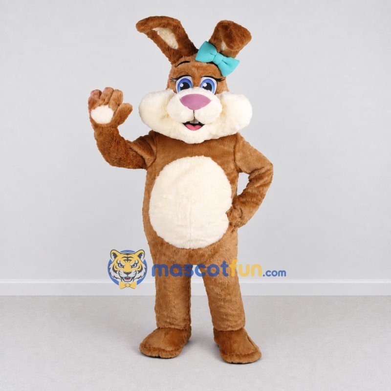 Custom Brown and Cream Rabbit Mascot Costume Adult Full Body Suit for Easter Events Custom Brown and Cream Rabbit Mascot Costume Adult Full Body Suit for Easter Events