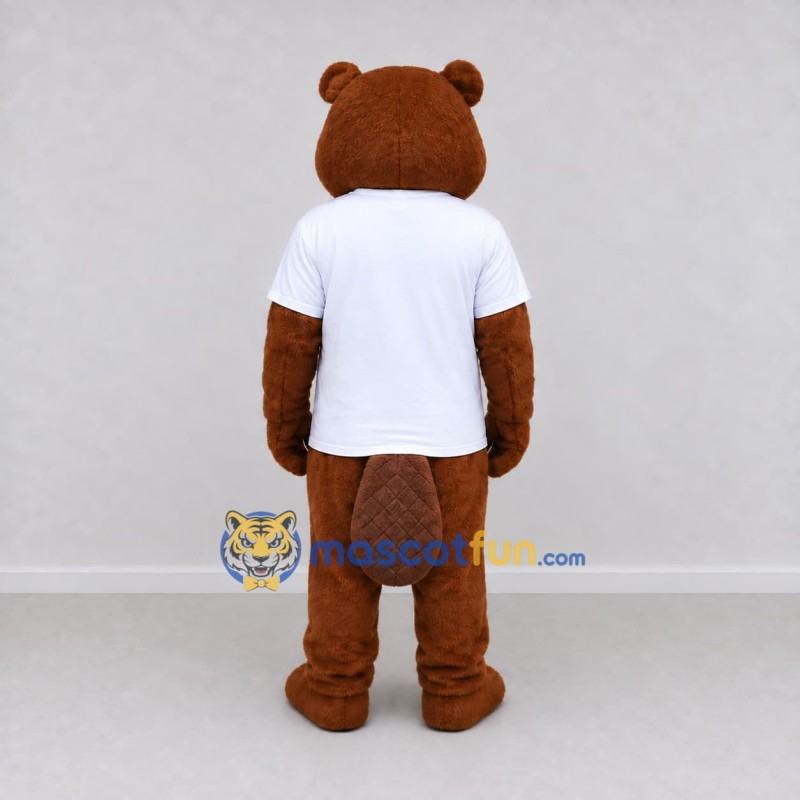 Custom Brown and White Beaver Mascot Costume Adult Full Body Suit for School Events Custom Brown and White Beaver Mascot Costume Adult Full Body Suit for School Events