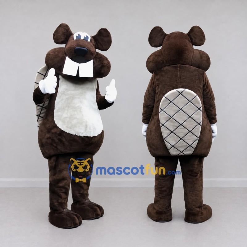 Custom Brown and White Beaver Mascot Costume Adult Full Body Suit for Nature Events Custom Brown and White Beaver Mascot Costume Adult Full Body Suit for Nature Events