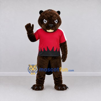 Custom Dark Brown and Red Beaver Mascot Costume Adult Full Body Suit for Sports Events Custom Dark Brown and Red Beaver Mascot Costume Adult Full Body Suit for Sports Events