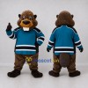 Custom Brown and Teal Hockey Beaver Mascot Costume Adult Full Body Suit for Sports Events