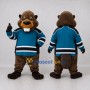 Custom Brown and Teal Hockey Beaver Mascot Costume Adult Full Body Suit for Sports Events