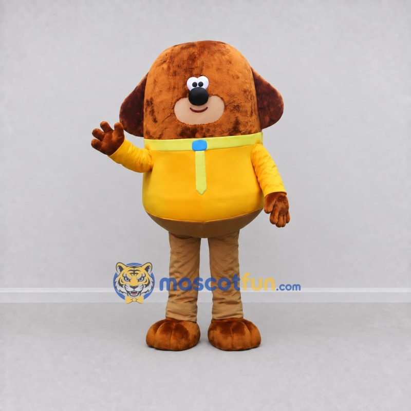 Custom Brown and Yellow Dog Mascot Costume Adult Full Body Suit for Children's Events