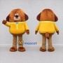 Custom Brown and Yellow Dog Mascot Costume Adult Full Body Suit for Children's Events