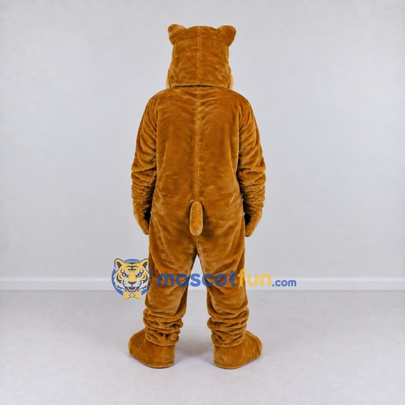 Custom Golden Brown and Cream Cat Mascot Costume Adult Full Body Suit for School Events
