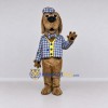 Custom Brown Blue and White Detective Dog Mascot Costume Adult Full Body Suit for Themed Events