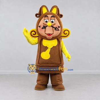 Custom Brown and Yellow Grandfather Clock Mascot Costume Adult Full Body Suit for Themed Events Custom Brown and Yellow Grandfather Clock Mascot Costume Adult Full Body Suit for Themed Events