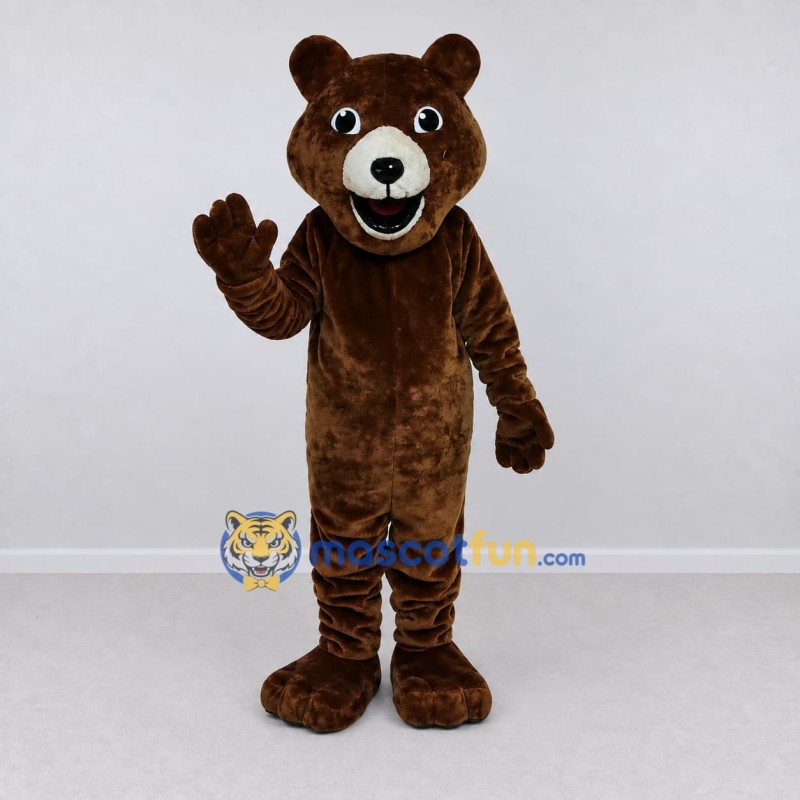 Custom Dark Brown and White Bear Mascot Costume Adult Full Body Suit for School Events