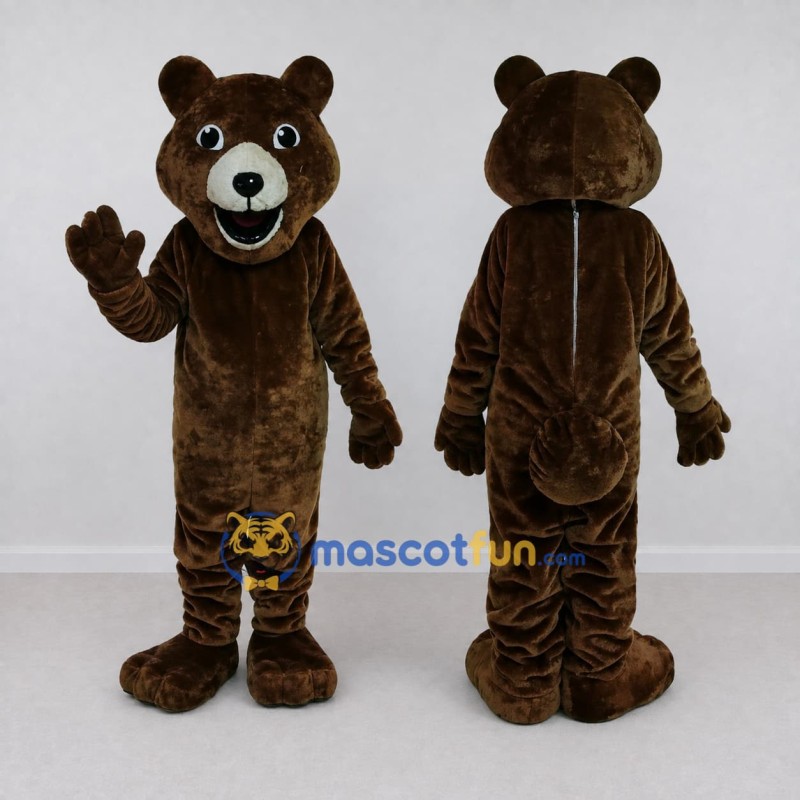 Custom Dark Brown and White Bear Mascot Costume Adult Full Body Suit for School Events
