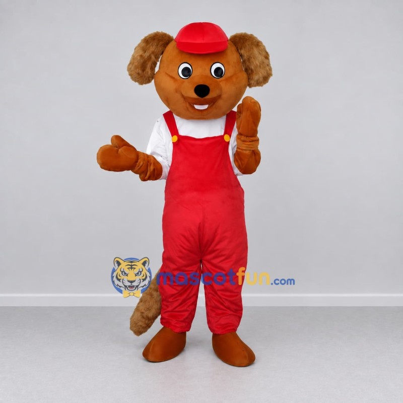 Custom Brown Red and White Dog Mascot Costume Adult Full Body Suit for Community Events Custom Brown Red and White Dog Mascot Costume Adult Full Body Suit for Community Events