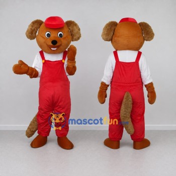 Custom Brown Red and White Dog Mascot Costume Adult Full Body Suit for Community Events