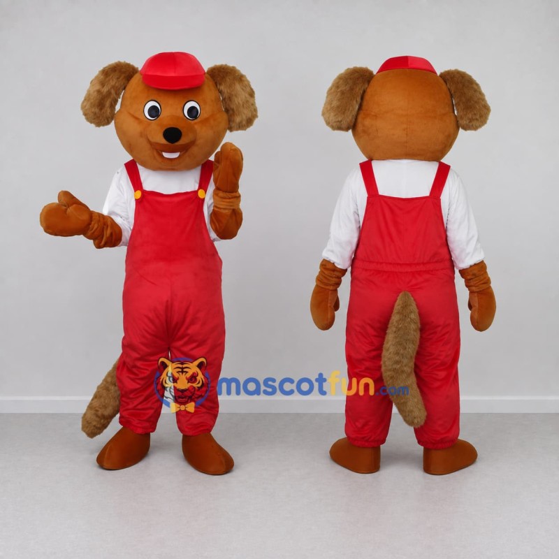 Custom Brown Red and White Dog Mascot Costume Adult Full Body Suit for Community Events Custom Brown Red and White Dog Mascot Costume Adult Full Body Suit for Community Events