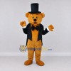 Custom Golden Brown and Black Top Hat Bear Mascot Costume Adult Full Body Suit for Themed Events