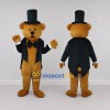 Custom Golden Brown and Black Top Hat Bear Mascot Costume Adult Full Body Suit for Themed Events