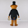 Custom Golden Brown and Black Top Hat Bear Mascot Costume Adult Full Body Suit for Themed Events