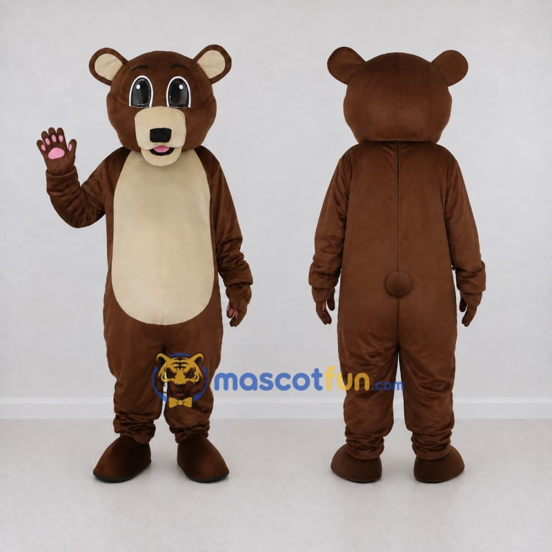 Custom Brown and Cream Bear Mascot Costume Adult Full Body Suit for Children's Events Custom Brown and Cream Bear Mascot Costume Adult Full Body Suit for Children's Events