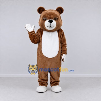Custom Brown and White Bear Mascot Costume Adult Full Body Suit for School Events