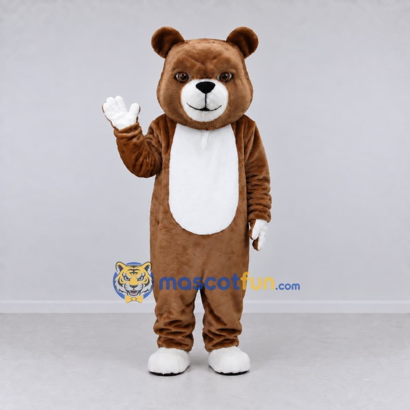 Custom Brown and White Bear Mascot Costume Adult Full Body Suit for School Events Custom Brown and White Bear Mascot Costume Adult Full Body Suit for School Events