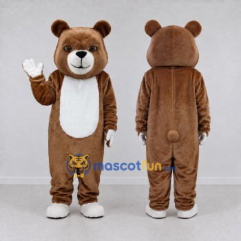 Custom Brown and White Bear Mascot Costume Adult Full Body Suit for School Events