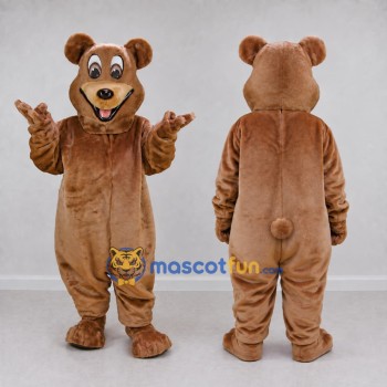 Custom Light Brown Bear Mascot Costume Adult Full Body Suit for School Events