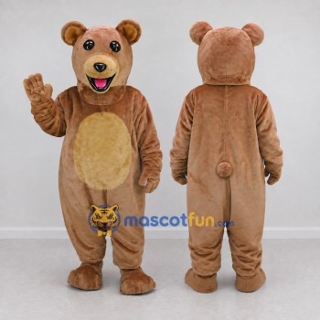 Custom Brown and Tan Bear Mascot Costume Adult Full Body Suit for School Events