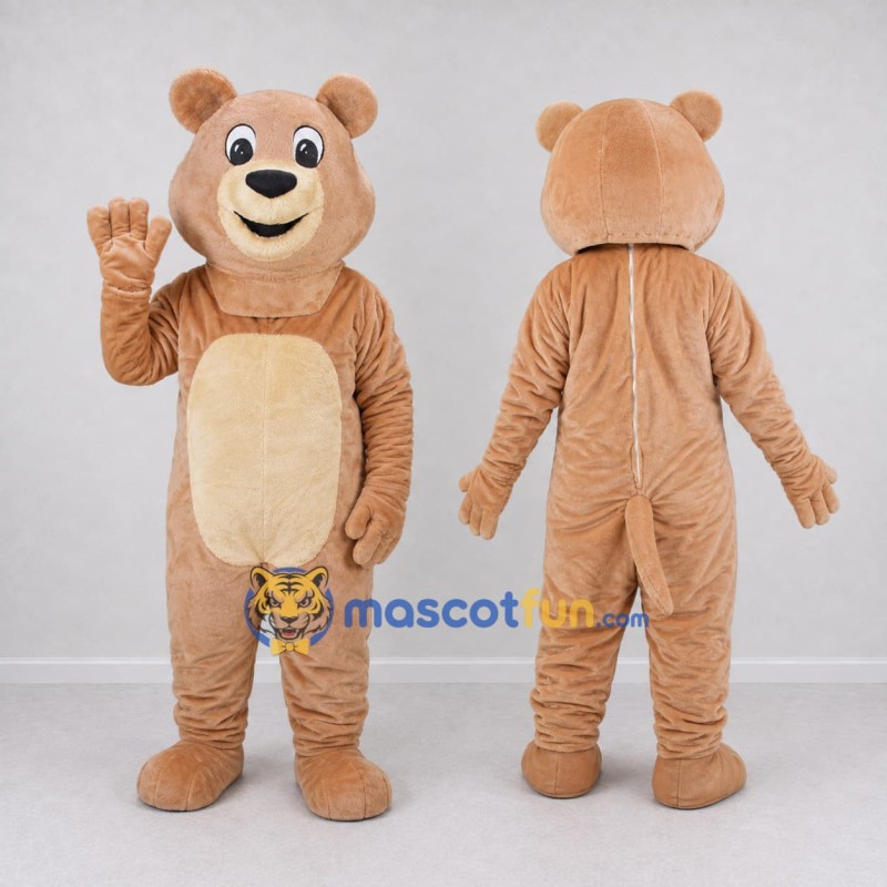 Custom Tan and Cream Teddy Bear Mascot Costume Adult Full Body Suit for Children's Events