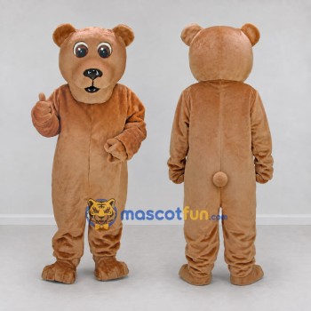 Custom Light Brown Bear Mascot Costume Adult Full Body Suit for School Events
