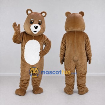 Custom Brown and White Teddy Bear Mascot Costume Adult Full Body Suit for Children's Events