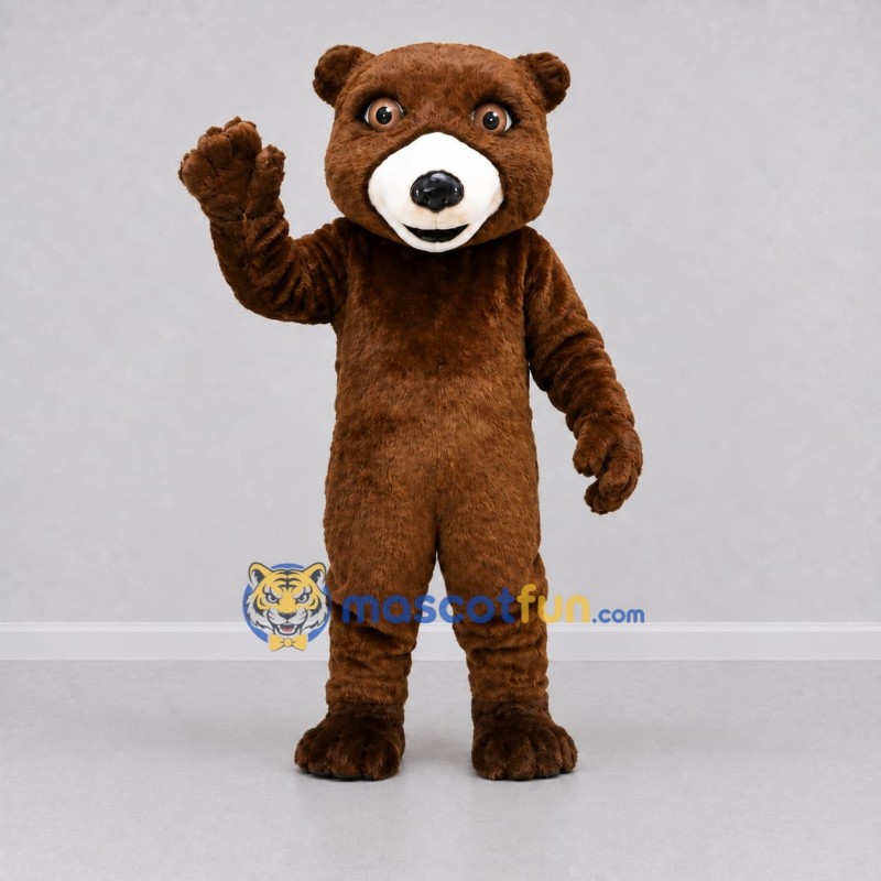Custom Brown and White Bear Mascot Costume Adult Full Body Suit for Wildlife Events Custom Brown and White Bear Mascot Costume Adult Full Body Suit for Wildlife Events